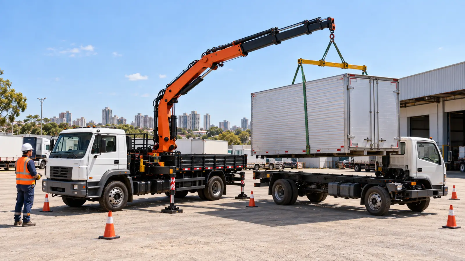 Retirada de baú e carroceria de caminhão com Munck em Goiânia em uma operação real da Otto Munck