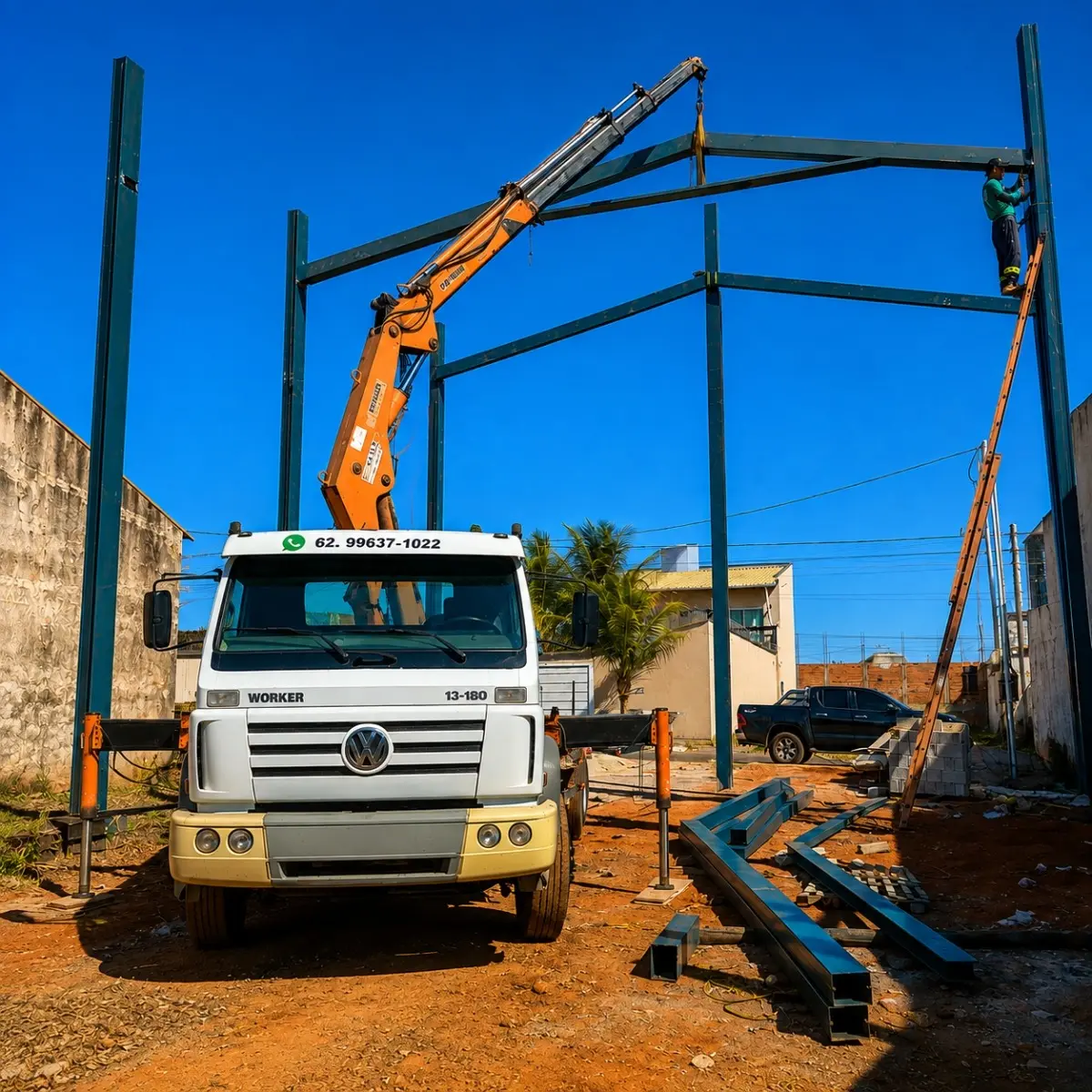 Caminhão Munck da Otto em operação em Goiânia